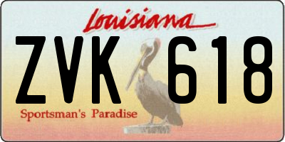 LA license plate ZVK618