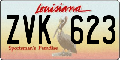 LA license plate ZVK623