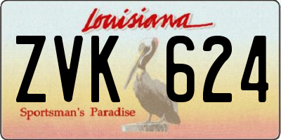 LA license plate ZVK624