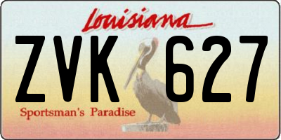 LA license plate ZVK627