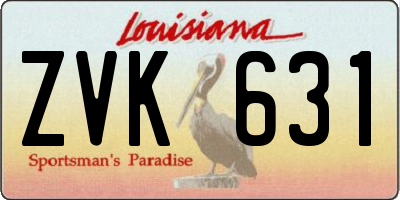 LA license plate ZVK631