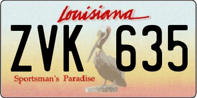 LA license plate ZVK635