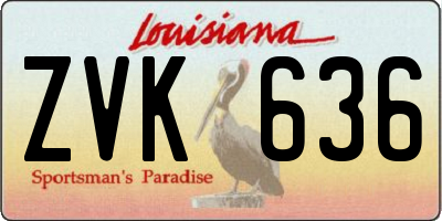 LA license plate ZVK636