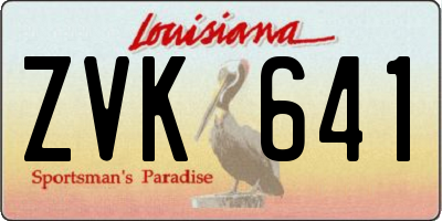 LA license plate ZVK641