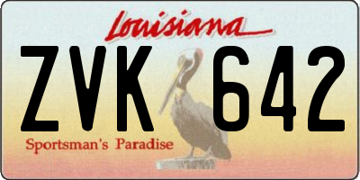 LA license plate ZVK642