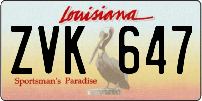 LA license plate ZVK647