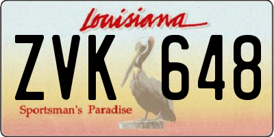 LA license plate ZVK648