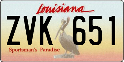 LA license plate ZVK651