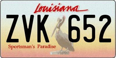 LA license plate ZVK652