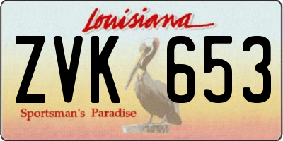 LA license plate ZVK653