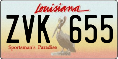 LA license plate ZVK655