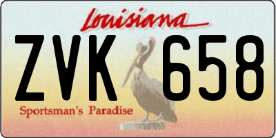 LA license plate ZVK658