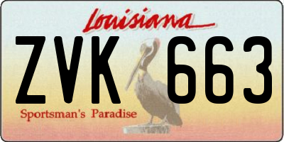 LA license plate ZVK663