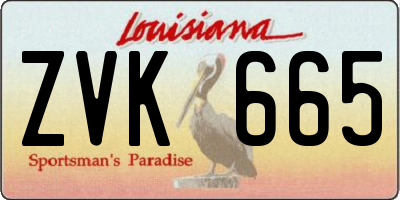 LA license plate ZVK665