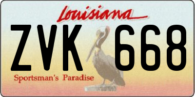 LA license plate ZVK668
