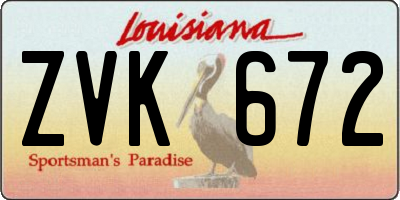 LA license plate ZVK672