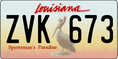LA license plate ZVK673