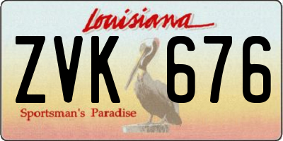 LA license plate ZVK676