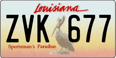 LA license plate ZVK677