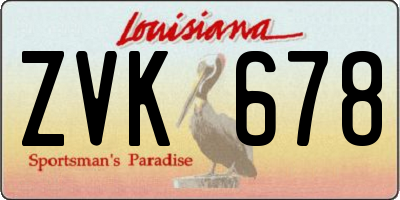 LA license plate ZVK678