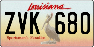 LA license plate ZVK680