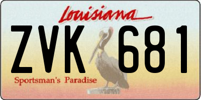 LA license plate ZVK681