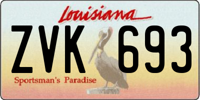 LA license plate ZVK693