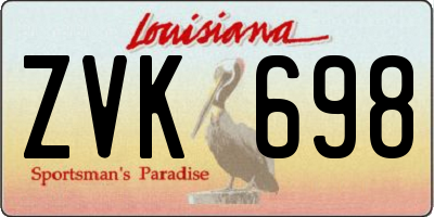 LA license plate ZVK698