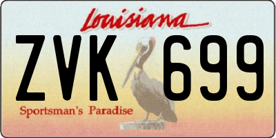 LA license plate ZVK699