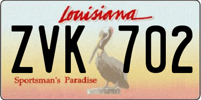 LA license plate ZVK702