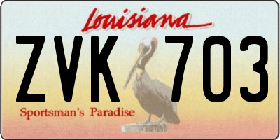 LA license plate ZVK703