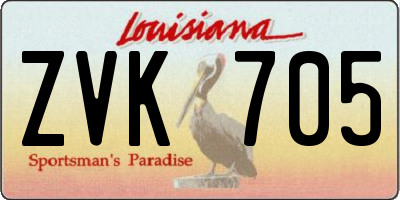 LA license plate ZVK705