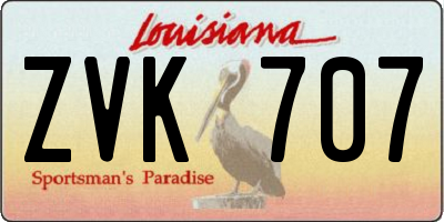 LA license plate ZVK707