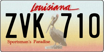 LA license plate ZVK710