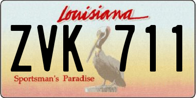 LA license plate ZVK711