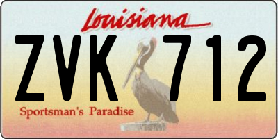 LA license plate ZVK712