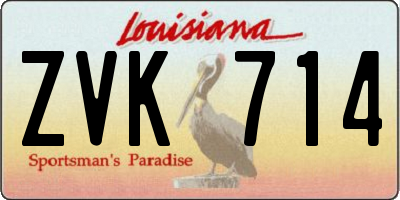 LA license plate ZVK714