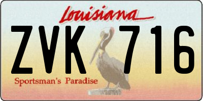 LA license plate ZVK716