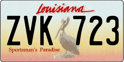 LA license plate ZVK723