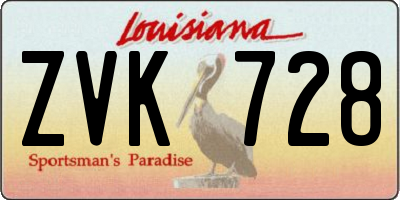 LA license plate ZVK728