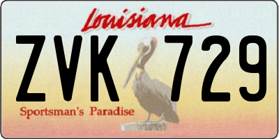 LA license plate ZVK729