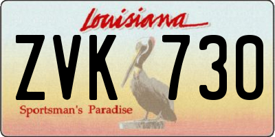 LA license plate ZVK730