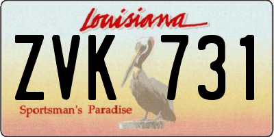 LA license plate ZVK731