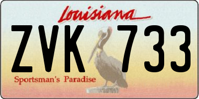 LA license plate ZVK733