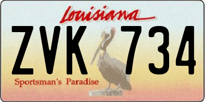 LA license plate ZVK734