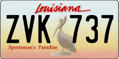 LA license plate ZVK737