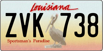 LA license plate ZVK738