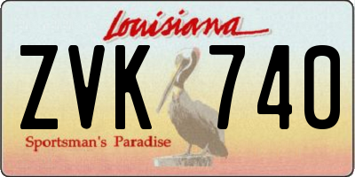 LA license plate ZVK740