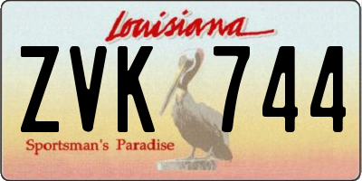 LA license plate ZVK744