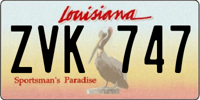 LA license plate ZVK747